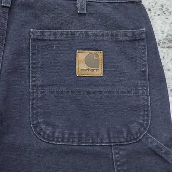 RARE Vintage Carhartt B25 PTB Petrol Blue - Grey Carpenter Shorts 31x8.15 - Picture 6 of 14